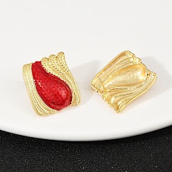 真鍮長方形スタッドピアス  エナメル  カドミウムフリー＆鉛フリー  ラックめっき  長持ちメッキ  18KGP本金メッキ  22.5x20mm&nbsp;EJEW-S277-05G