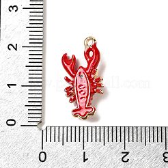 亜鉛合金エナメルペンダント  レッド  ゴールドカラー  ロブスター  21x10x4mm  穴：1.4mm&nbsp;FIND-I044-17A-1