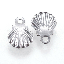 変色しない316サージカルステンレススチールチャーム  シェル  ステンレス鋼色  7.5x6x0.6mm  穴：0.5mm&nbsp;STAS-F147-02P