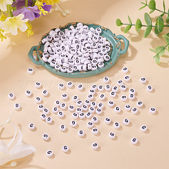 500PCSアクリルビーズ  横穴付き  文字L  フラットラウンド  文字g  7x4mm  穴：1mm&nbsp;SACR-TA0001-55G