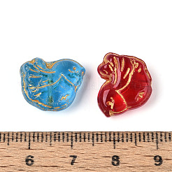焼き付け塗料と金色の金属で覆われたガラスビーズ  鳥  ミックスカラー  13x15.5x7.5~8.5mm  穴：1~1.3mm&nbsp;DGLA-T004-28M