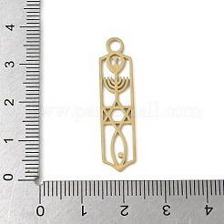 304ステンレスペンダント  六芒星の燭台チャーム  18KGP本金メッキ  35x8.5x0.8mm  穴：3mm&nbsp;STAS-E501-09G