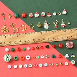 クリスマス DIY ポリマー粘土 & アクリル & ガラスビーズ: ブレスレット作成キット  ミックスカラー  6x1mm  穴：2mm&nbsp;DIY-FS0007-99