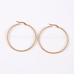 304ステンレススチールフープピアス  ツイストリング形状  ゴールドカラー  12ゲージ  47x46x2mm  ピン：1mm&nbsp;EJEW-P040-45