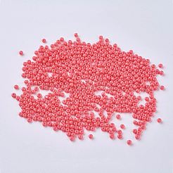 12/0グレードの丸いガラスシードビーズ  焼き付け塗料  ショッキングピンク  12/0  2x1.5mm  穴：0.7mm  約30000個/袋&nbsp;SEED-Q009-FJX23