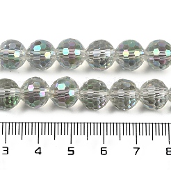 透明電気メッキガラスビーズ連売り  多面カット  ラウンド  ゲインボロ  9~10mm  穴：1.3mm  約63~68個/連  24.41~25.43''（62~64.6センチメートル）&nbsp;EGLA-N002-31-H04
