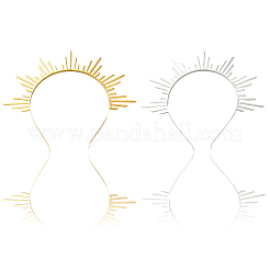2色の合金ヘアバンド2個  女性の女の子のためのヘアアクセサリー  聖母の光輪  ミックスカラー  188x215x5mm  1pc /カラー&nbsp;OHAR-CY0001-04