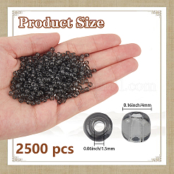 2500個のガラスシードビーズ  トランスペアレント  ラウンド  ブラック  6/0  4mm  穴：1.5mm&nbsp;SEED-PA0001-06B