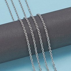 変色しにくい304ステンレススチールアズキチェーン  ハンダ付け  スプールで  ステンレス鋼色  3x2.5x0.5mm  約82.02フィート（25m）/ロール&nbsp;STAS-O076-09