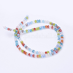 混合電気メッキガラスファセットロンデルビーズ連売り  3x2mm  穴：0.5mm  約105~110個/連  29~31cm&nbsp;X-EGLA-J047-3x2mm-46