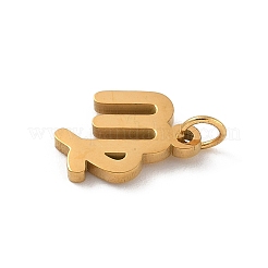 304ステンレススチールチャーム  丸カン付き  ゴールドカラー  星座チャーム  乙女座  12x9x1.5mm  穴：3mm&nbsp;STAS-R001-04G-06