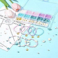 合成ターコイズとシードビーズのブレスレット作りキット  ミックスカラー  4~18x0.8~14x0.8~9mm  穴：1~2mm&nbsp;DIY-FS0007-01