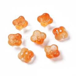 電気めっきガラスビーズ  キンモクセイの花  ダークオレンジ  10x10x5.5mm  穴：1.2mm&nbsp;LS-EGLA-H102-04A