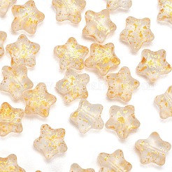 スプレー塗り透明ガラス・ビーズ  スター  透明  8x8.5x4mm  穴：1mm  30個/袋&nbsp;GLAA-FS0001-01B