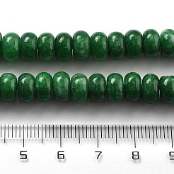 天然石ホワイトジェイドビーズ連売り  染め  ロンデル  濃い緑  8x5mm  穴：1mm  約74個/連  15.15インチ（38.5cm）&nbsp;G-E507-01P