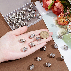 40個の合金ビーズ  スカル  プラチナ  15x11x11mm  穴：4.5~7mm&nbsp;FIND-NB0007-08P