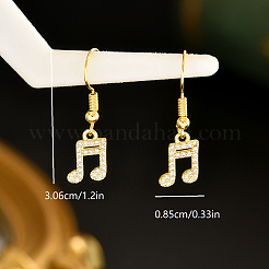 真鍮製ダングルピアス  ゴールドカラー  音符  30.6x8.5mm&nbsp;GE5491-2