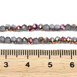 電気メッキガラスビーズストランド  ラウンド  半分メッキ  多面カット  ゲインボロ  3x2.5mm  穴：0.7mm  約142個/連  14.02''（35.6センチメートル）&nbsp;EGLA-H114-02B-03