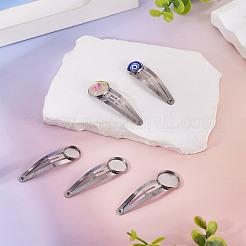 15個 3スタイル 304ステンレススチール スナップヘアクリップ ファインディング  ステンレス鋼色  52~56x14~17.5x2.5mm  トレイのサイズ：12~16mm  5個/スタイル&nbsp;STAS-TA0006-49