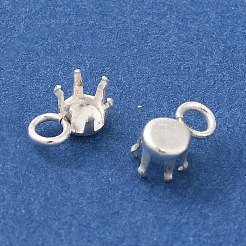 イオンプレーティング(IP) 304 ステンレススチールチャーム ラインストーン クローセッティング  洗練された  フラットラウンド  銀  2mmのラインストーンに適する  6x3.5x3mm  穴：1.8mm&nbsp;X-STAS-U025-02A-S