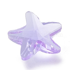 カット加工ガラスチャーム  ヒトデ  ライラック  14x15x7mm  穴：1.4mm&nbsp;GLAA-H101-A-14