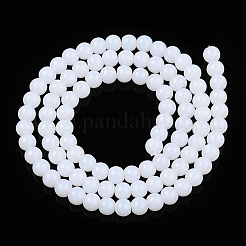 ジェイド風ガラスビーズ連売り  ラウンド  乳白色  4~4.5mm  穴：0.8mm  約97~99個/連  14.76インチ〜14.96インチ（37.5~38cm）&nbsp;GLAA-T032-J4mm-01