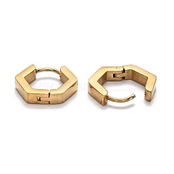 304ステンレススチール六角形フープピアス  ゴールドカラー  12.5x14.5x3mm  ピン：1mm&nbsp;STAS-H156-03B-G
