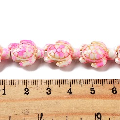 合成ターコイズ染色ビーズ連売り  燃料噴射効果  ウミガメ  ピンク  17~18x14~14.5x7mm  穴：1.6mm  約21~22個/連  13.39''~14.17''（34~36センチメートル）&nbsp;G-P507-05P