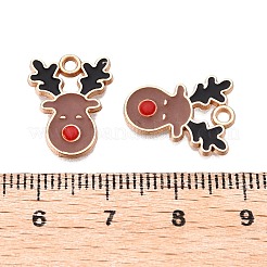 合金エナメルチャーム  クリスマスのために  クリスマスのトナカイ/クワガタ  ライトゴールド  キャメル  17x13x2mm  穴：1.6mm&nbsp;ENAM-S121-013B