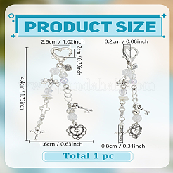 アクリルペンダント装飾1個  合金クラスプ付  ハートと鍵と蝶結び  透明  129mm&nbsp;KEYC-LP0001-55