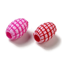 不透明なアクリルの欧州大きな穴ビーズ  クラフトスタイル  タータン模様の樽  ミックスカラー  15x11mm  穴：4.5mm  568個/ 500g&nbsp;OACR-E039-09
