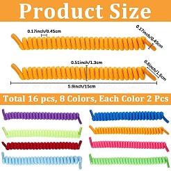 8組 8色 ポリエステル カーリー ノータイ スプリング シューレース  ミックスカラー  124x19x13mm  1ペア/カラー&nbsp;AJEW-CP0010-32C