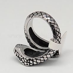 ユニークなレトロなメンズ 304 ステンレス スネーク リング  アンティークシルバー  17~23mm&nbsp;RJEW-F006-274