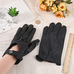 シープスキンの指全体を覆う手袋  ブラック  228x112x3mm&nbsp;AJEW-WH20006-482A