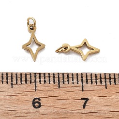 304ステンレススチールチャーム  丸カン付き  星のチャーム  イオンプレーティング（ip）  14KGP本金メッキ  8.5x5x1mm  穴：1.6mm&nbsp;STAS-M111-39G