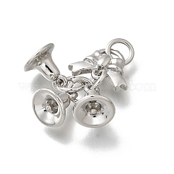 真鍮チャーム  カドミウムフリー＆ニッケルフリー＆鉛フリー  クリスマスベルのチャーム  プラチナ  31x13.5x8mm  穴：3.5mm&nbsp;KK-K378-55P