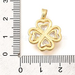 真鍮製マイクロパヴェキュービックジルコニアペンダント  クローバーチャーム  透明  18.5x17x4.5mm  穴：3x5mm&nbsp;ZIRC-D275-01G-01