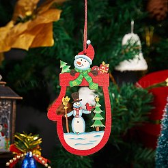 12個6スタイル混合形状木製オーナメント  クリスマスツリー吊り飾り  クリスマスパーティーギフトの家の装飾のため  レッド  2個/スタイル&nbsp;DIY-SZ0003-40