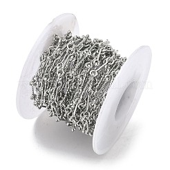 手作りの304ステンレススチールテクスチャリンクバーチェーン  溶接されていない  スプールで  ステンレス鋼色  15x3.5x1mmと14.5x3.5x1mm&nbsp;STAS-F341-03P