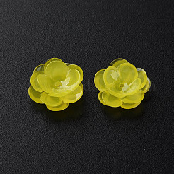 プラスチックビーズ  花  きいろ  13x13x5.5~6.5mm  穴：1~1.4mm&nbsp;KY-N015-70-03