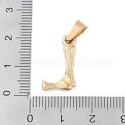 304ステンレスペンダント  竹風  文字L  イオンプレーティング（ip）  18KGP本金メッキ  文字L  19x11x3mm  穴：3x7mm&nbsp;STAS-F235-01G-L