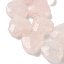 天然石ローズクォーツビーズ連売り  多面カット  ハート  14.5~15x15~15.5x5.5~6mm  穴：1mm  約10個/連  5.51~5.71''（14~14.5センチメートル）&nbsp;G-A309-A05-01
