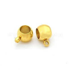 201 ステンレス鋼チューブベイル  ループベイル  ロンデル  ゴールドカラー  9x6x5mm  穴：1.4mm  内径：4mm&nbsp;STAS-N090-JA718-2