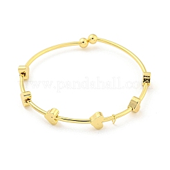 女性用ハート真鍮バングル  18KGP本金メッキ  内径：2-1/8インチ（5.35cm）&nbsp;BJEW-Z062-16G