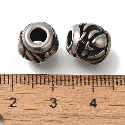 304ステンレススチールヨーロピアンビーズ  大穴ビーズ  魚とrondelle  アンティークシルバー  10x10mm  穴：4mm&nbsp;STAS-D191-09E-AS