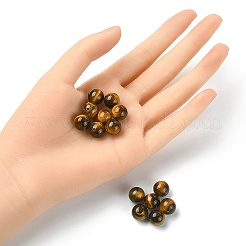 ナチュラルタイガーアイラウンドビーズ  10mm  穴：1mm&nbsp;G-YW0001-57