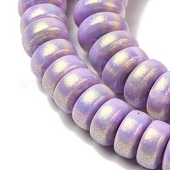 手作り樹脂粘土ビーズ連売り  グリッターパウダー付き  ロンデル  ライラック  7~7.5x3~3.5mm  穴：1.6mm  約116~118個/連  15.55~15.94''（39.5~40.5センチメートル）&nbsp;CLAY-H006-03P