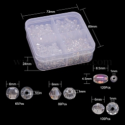4スタイルの電気メッキガラスビーズ  混合図形  クリアAB  6x5mm  穴：1mm  365個/箱&nbsp;EGLA-YW0001-35