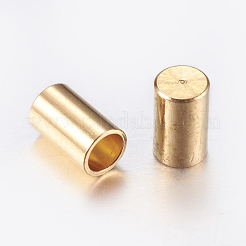 真鍮製コードエンドパーツ  エンドキャップ  コラム  ゴールドカラー  5x3mm  内径：2mm&nbsp;KK-K192-09G