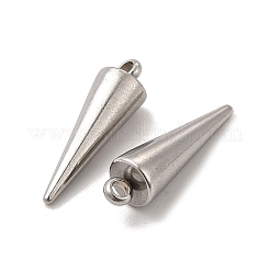 変色しない201ステンレススチールペンダント  コーンチャーム  ステンレス鋼色  18.5x5.5mm  穴：1.5mm&nbsp;STAS-F290-01P